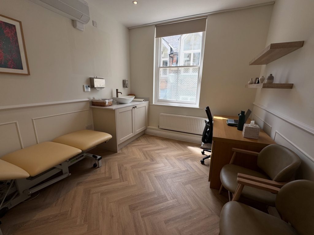 Treatment room at Liv Physio's Clapham clinic